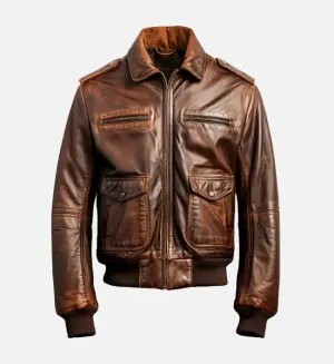 Men's 90'S Vintage Bomber Leather Jacket